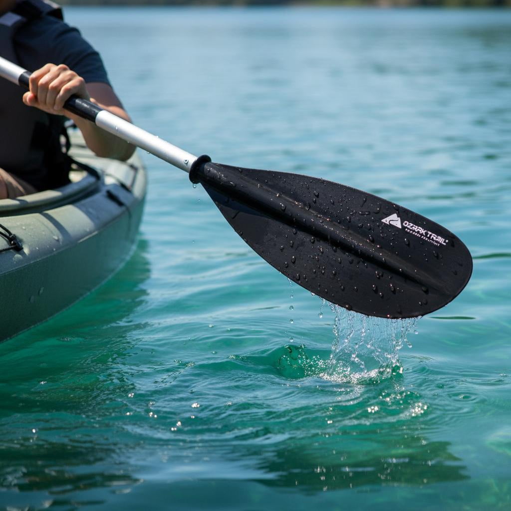 Ozark Trail Black Aluminum and Plastic Adjustable 2-Piece Kayak Paddles, 90