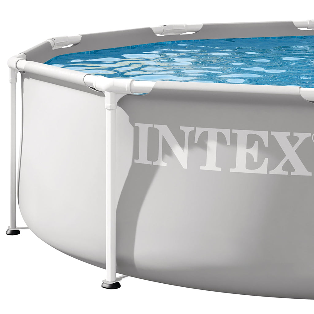 Intex: Prism Frame Premium Pool Set - 10ft x 30in, Grey, Above Ground Swimming Pool, Cartridge Filter Pump, Puncture Resistant, T-Joint Snap Assembly