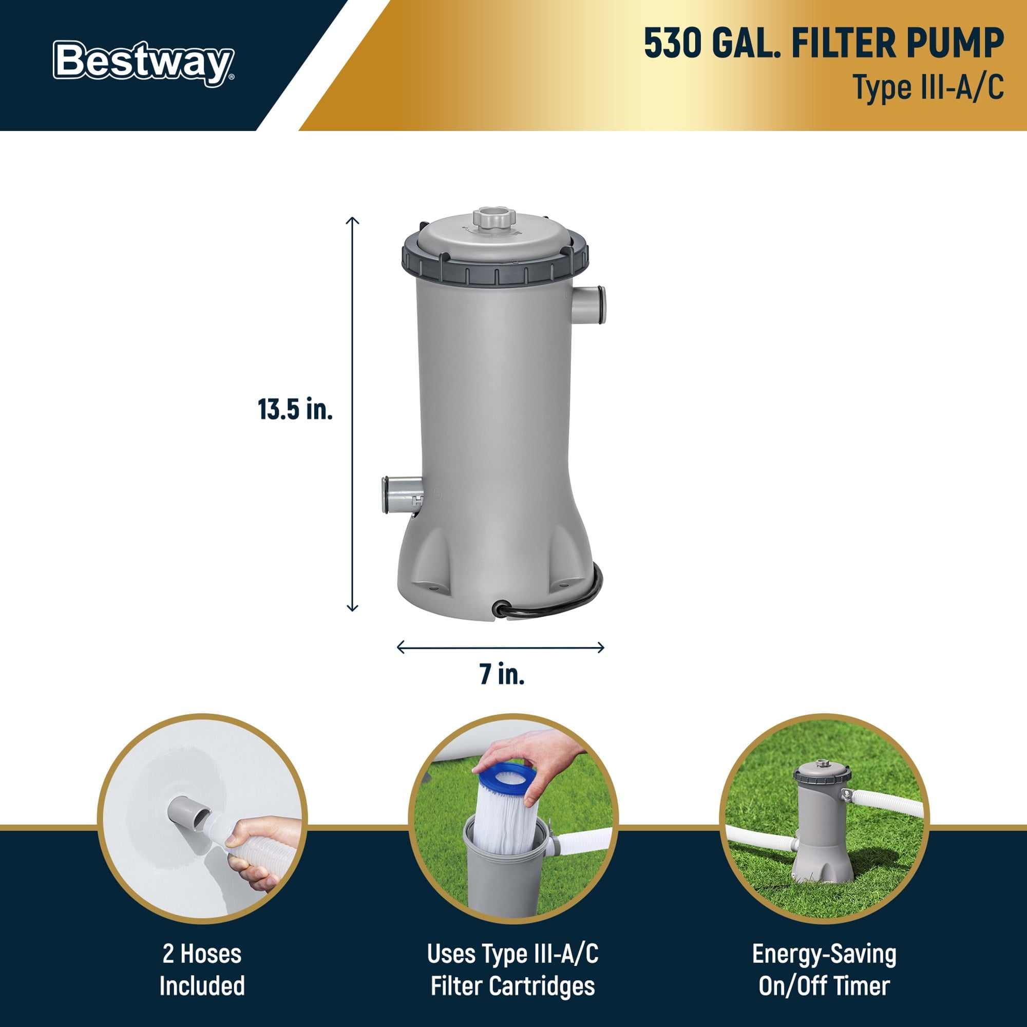 Bestway Steel Pro MAX 10'x30\ Metal Frame Above Ground Pool Set w/ Filter Pump & Cartridge
