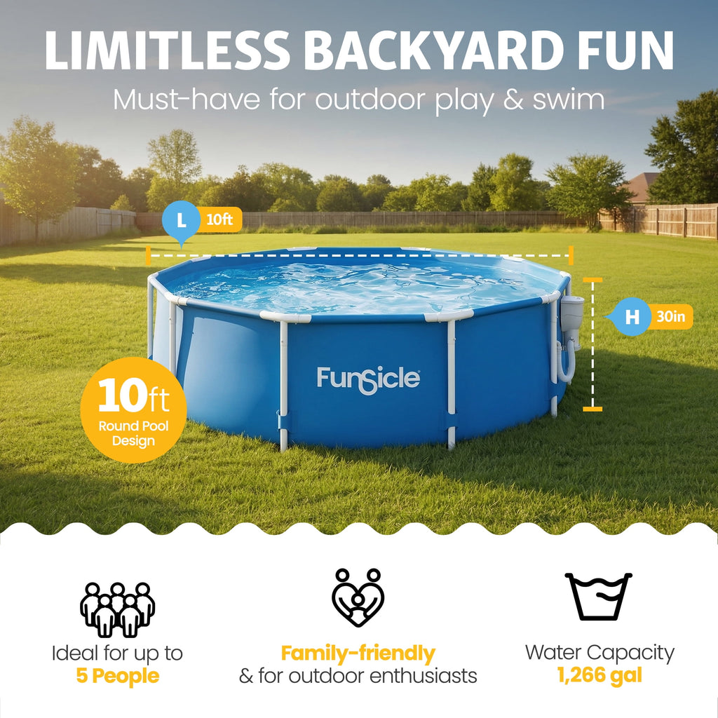 Funsicle 8' x 30 Outdoor Activity Round Frame Above Ground Swimming Pool Set