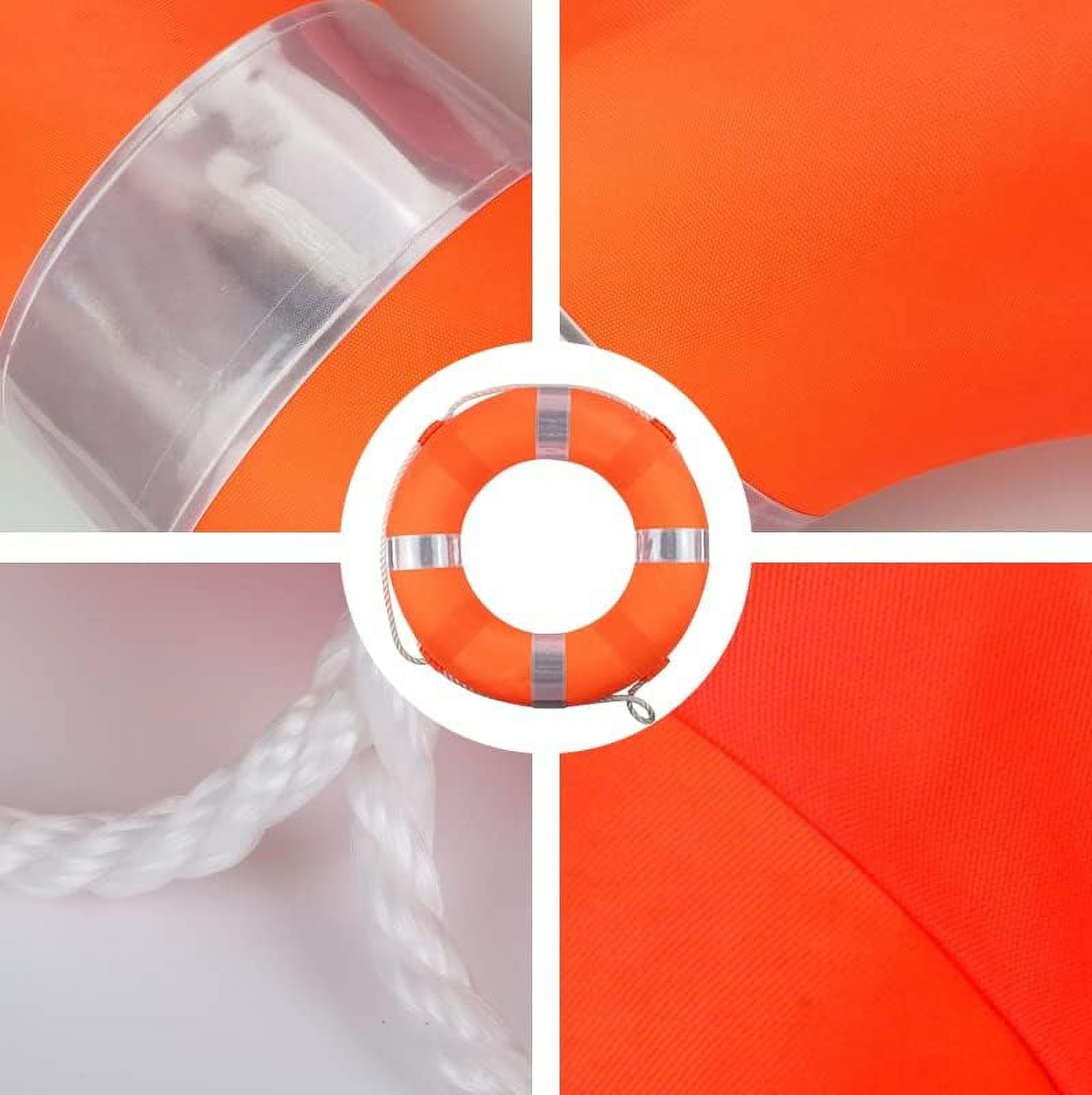 Set 20Inch Life Preserver Ring and Water Floating Lifesaving Rope 98.4FT,Swim Foam Buoy,Swimming Pool Safety Throwing Ring with Perimeter Rope,Throwable Flotation Device