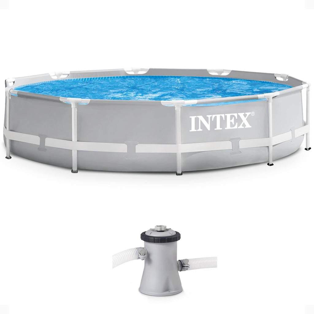 Open Box INTEX Prism Metal Frame 10' x 30 Above Ground Swimming Pool and Filter Pump