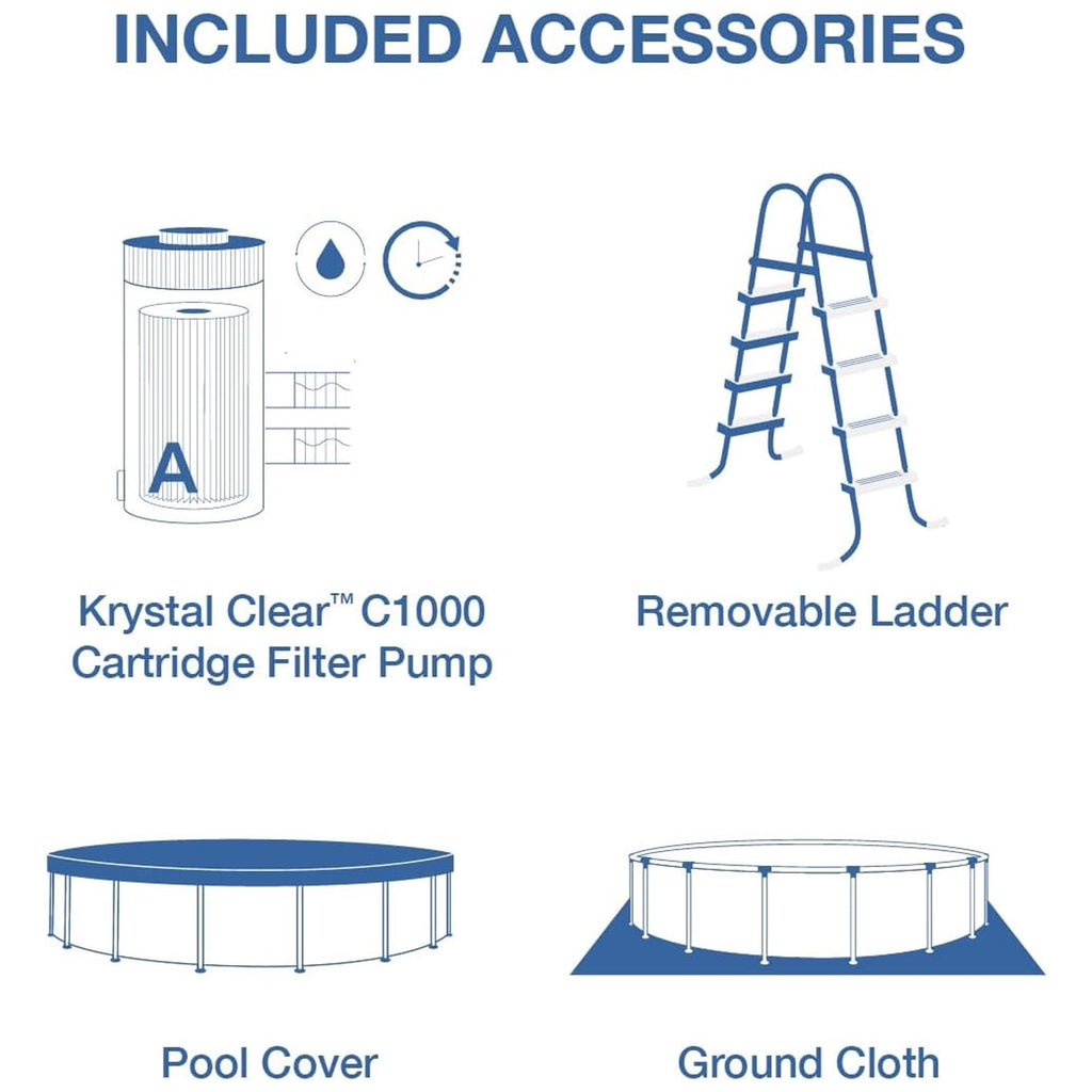 INTEX Metal Frame 12ft x 30in Above Ground Swimming Pool Set w/Filter Pump