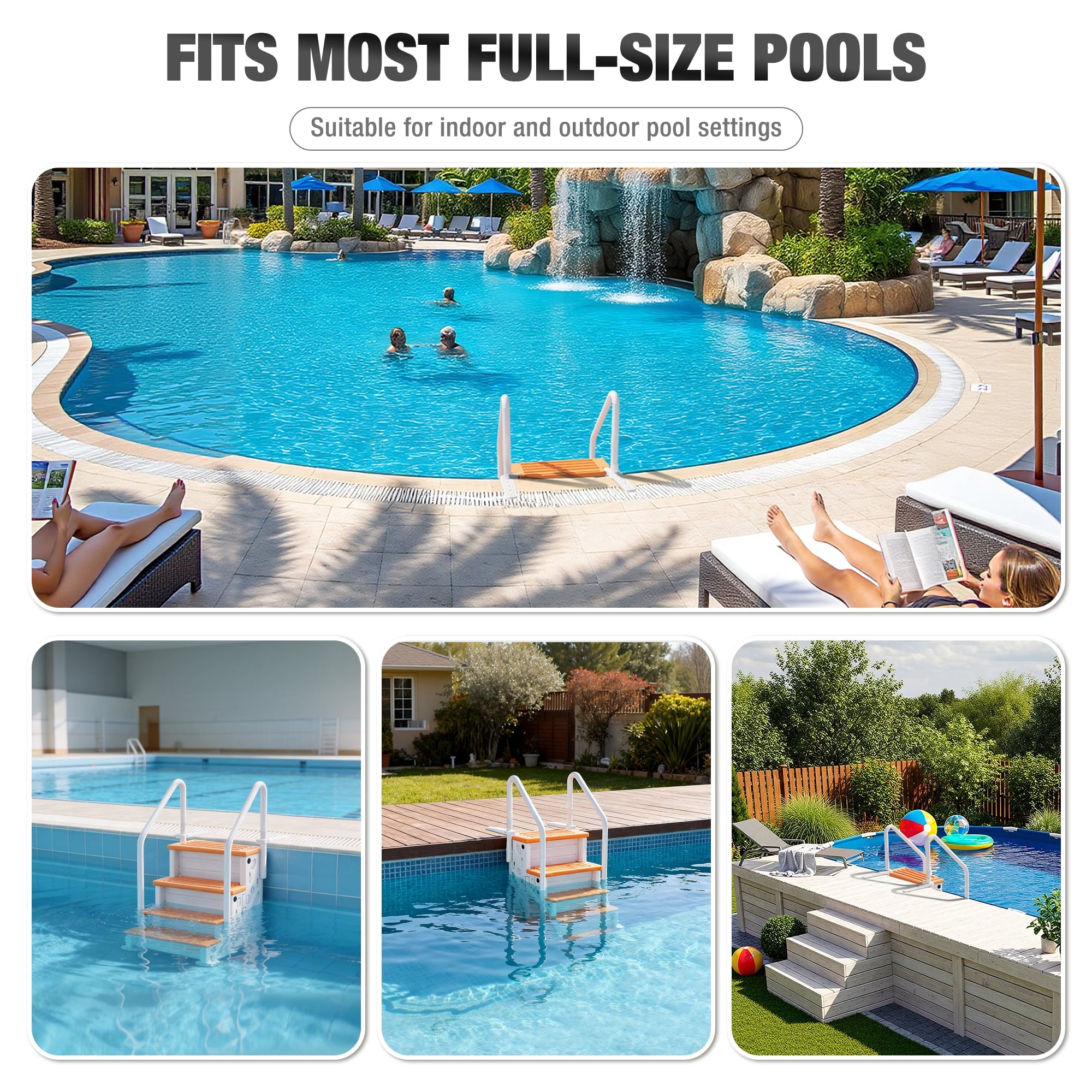 Betisef Pool Ladder above Ground, Heavy Duty 4-Step Pool Ladder with Dual Handrails and Non-Slip Steps, 500 LBS Load Capacity, for 46-58 Inch
