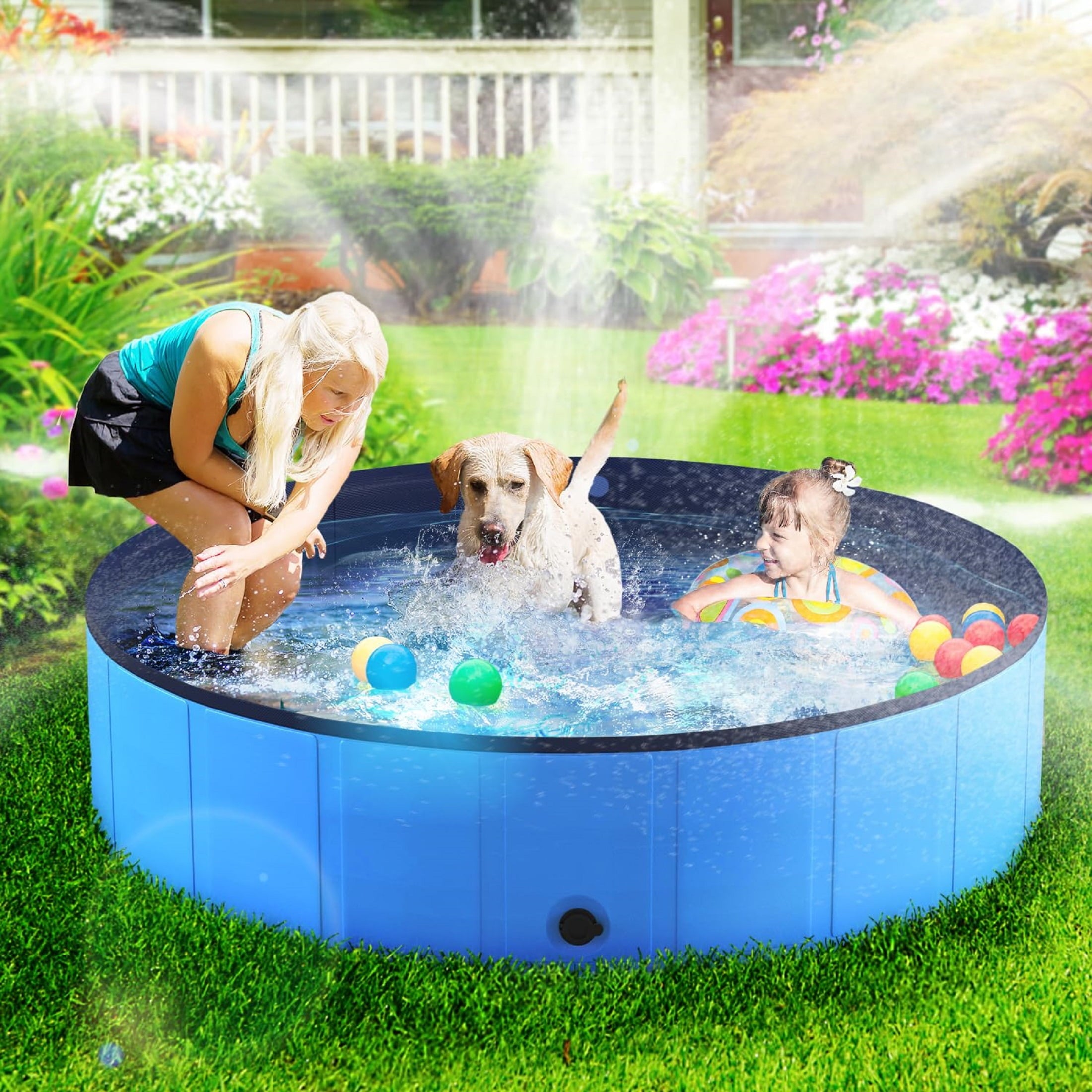Niubya 47'' x 12'' Foldable Dog Swimming Pool, Small swimming pool，Portable Bath Tub for Pets Indoor and Outdoor(Gray)