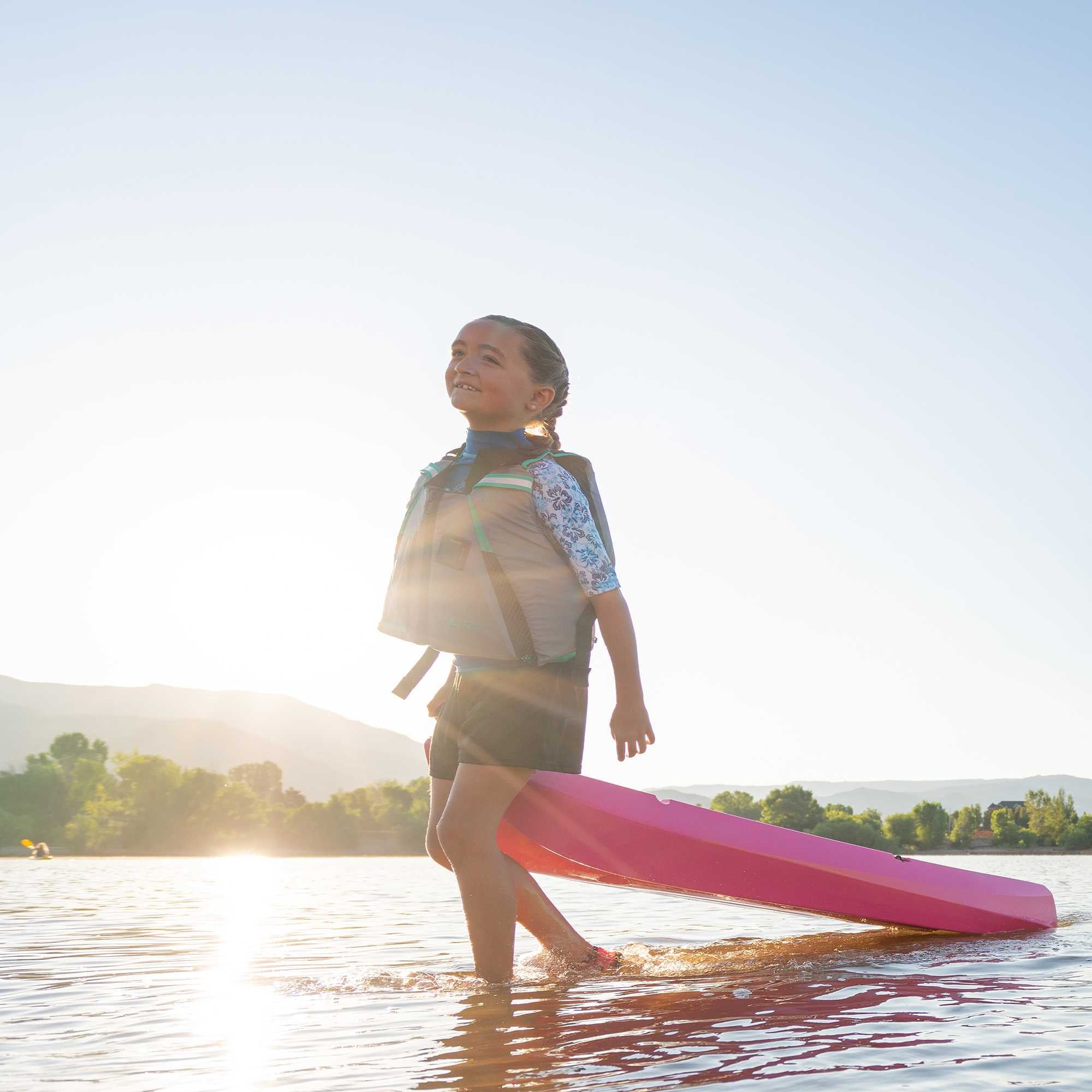 Lifetime Wave 6 ft Youth Sit-On-Top Kayak with Paddle, Fire Red (91401)