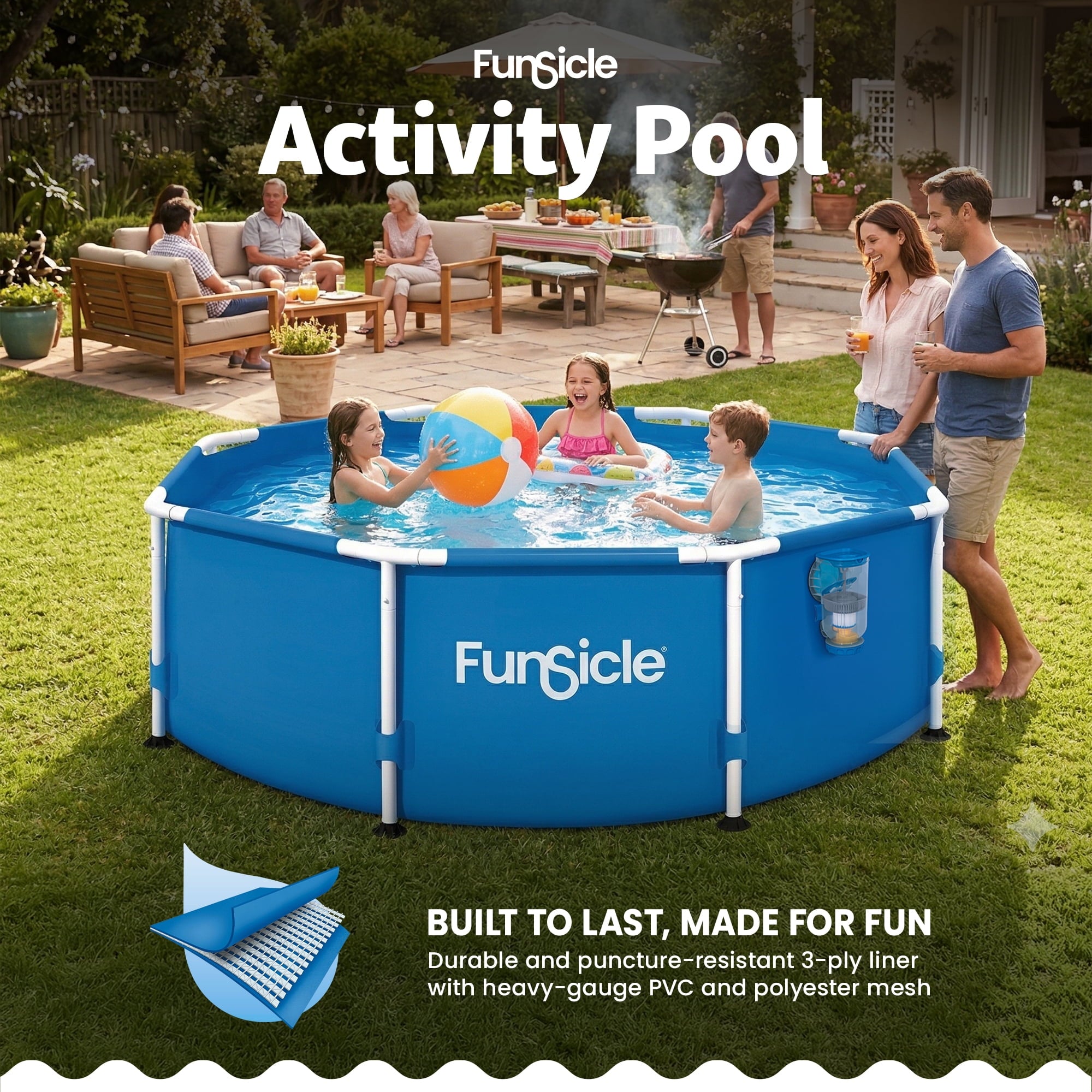 Funsicle 8' x 30 Outdoor Activity Round Frame Above Ground Swimming Pool Set