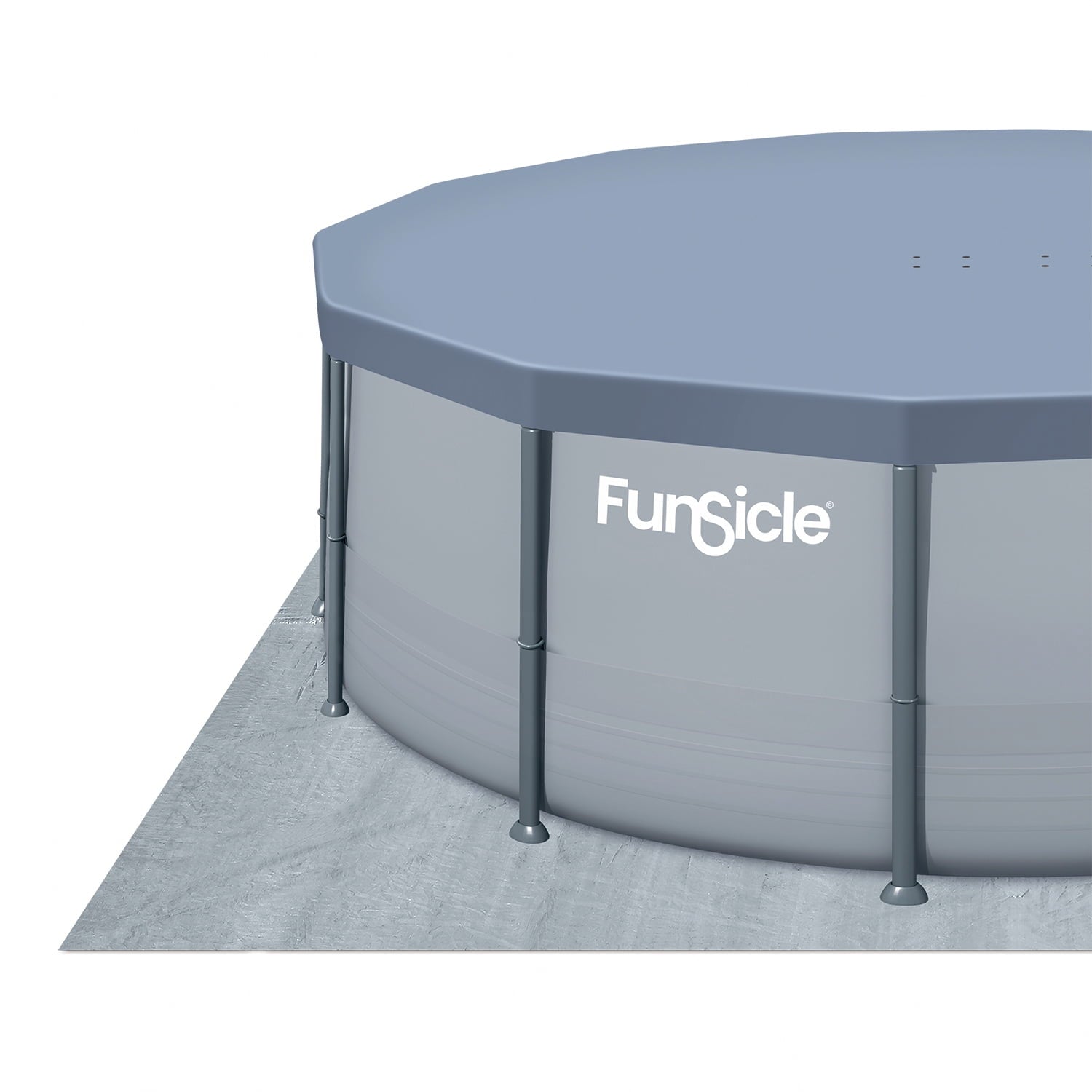 Funsicle Oasis Above Ground Metal Frame Swimming Pool Set – with FB1200S AutoSkimmer Pump, Ladder, Cover, Cloth & Deluxe Maint. Kit, 14' x 48, Round, Gray