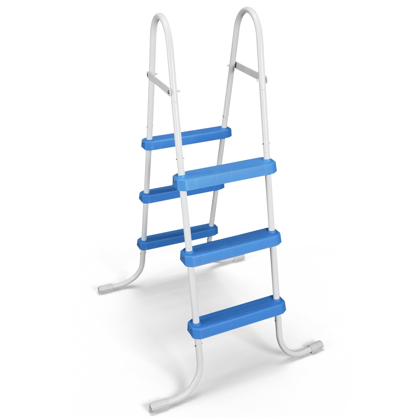 Ktaxon 52 4Step Steel Frame Above Ground Swimming Pool Ladder,Heavy Duty Double Sided Removable Pool Steps with Ladder Escape