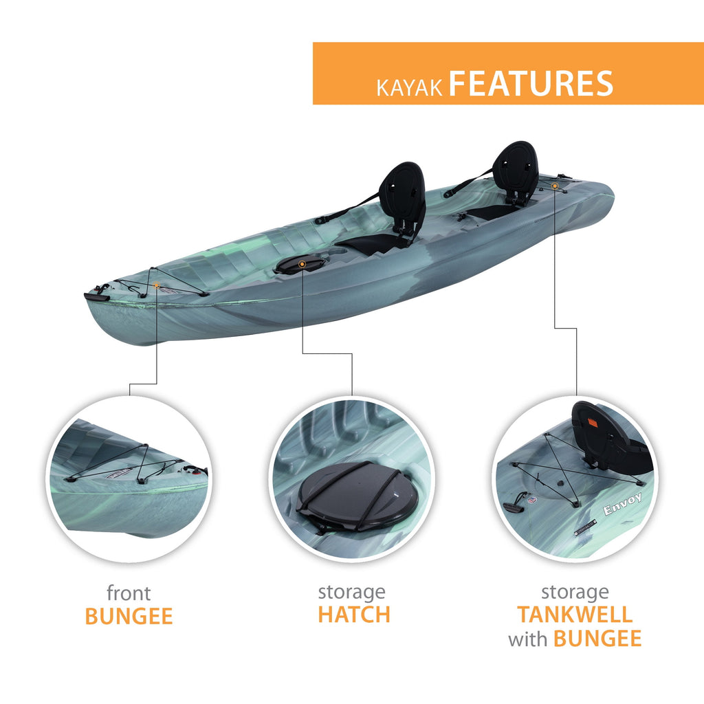 Lifetime Envoy 10.5 ft Sit-On-Top Tandem Kayak with Paddles, Sky Fusion (91192)
