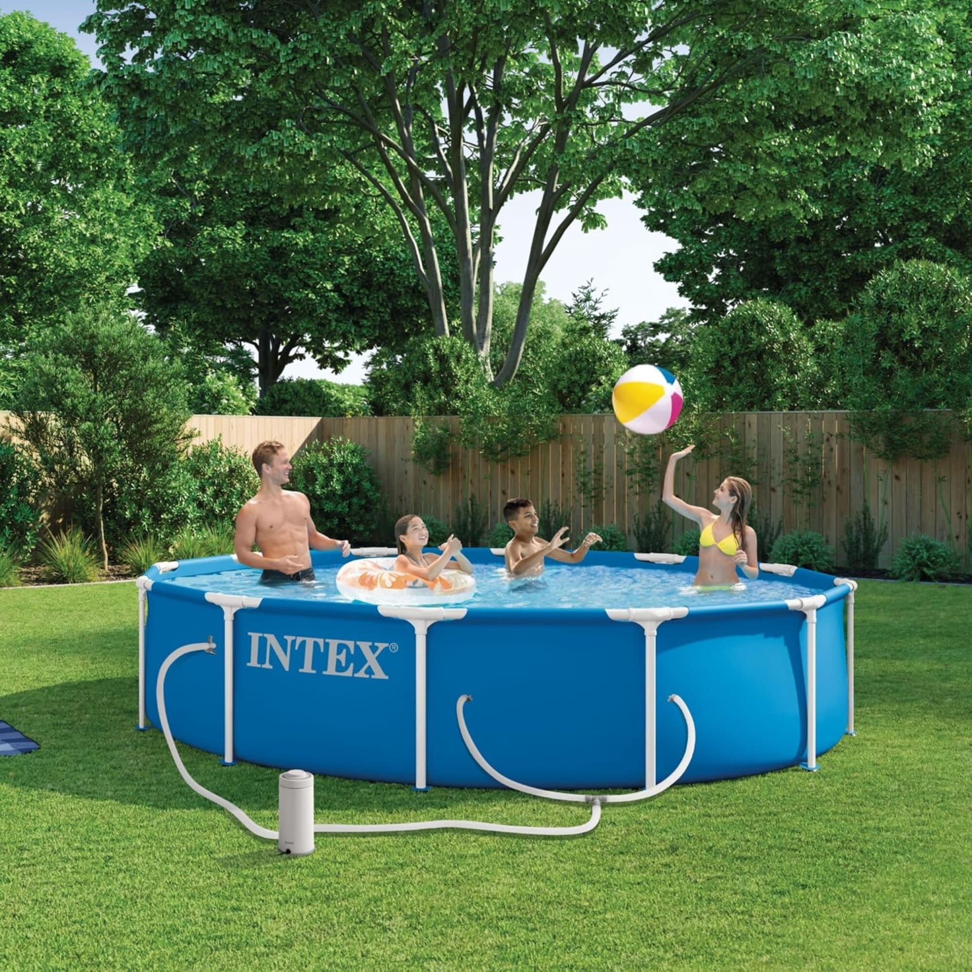 INTEX Metal Frame 12ft x 30in Above Ground Swimming Pool Set w/Filter Pump