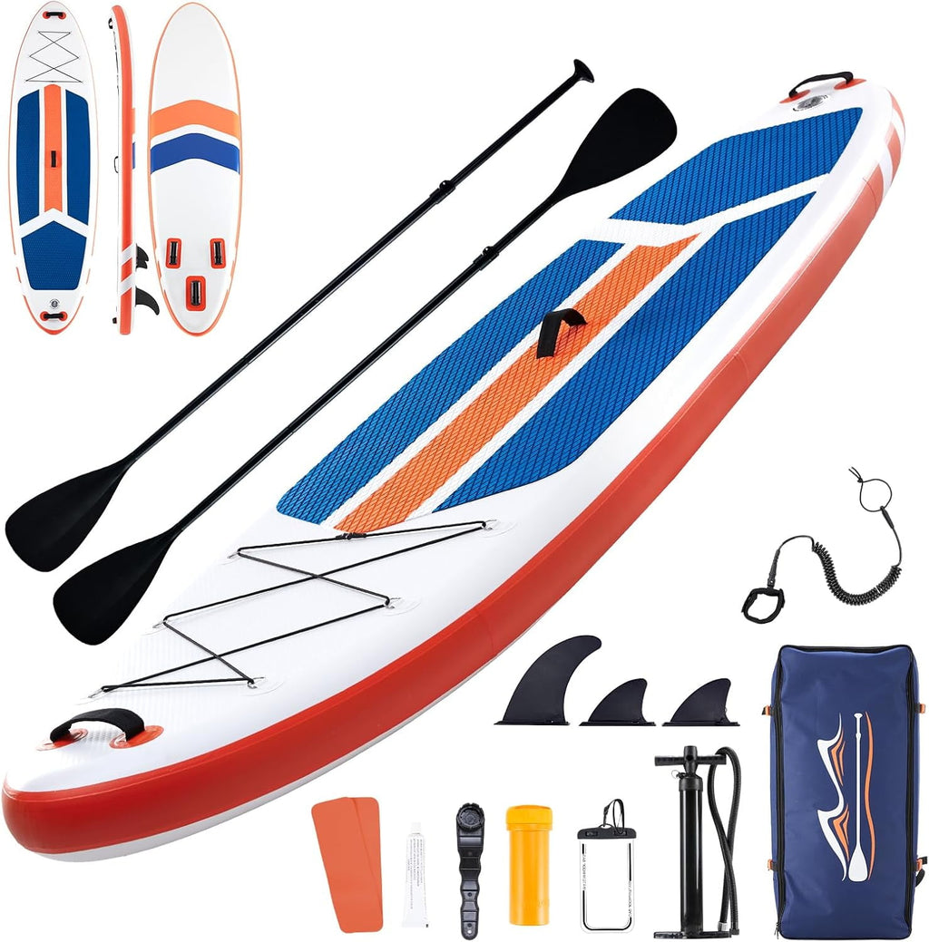 CONCETTA Inflatable Paddle Board,Equipped With SUP Paddle Board Accessories, The Non-slip EVA Deck Design Restarts The Surfboard,Surfboard for Youth&Adults of All Skill Levels，Brown Green