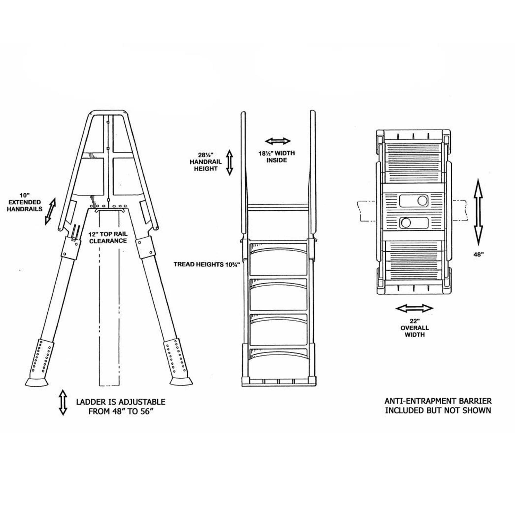 Vinyl Works Canada SLAW Slide Lock A Frame Above Ground Pool Ladder, White