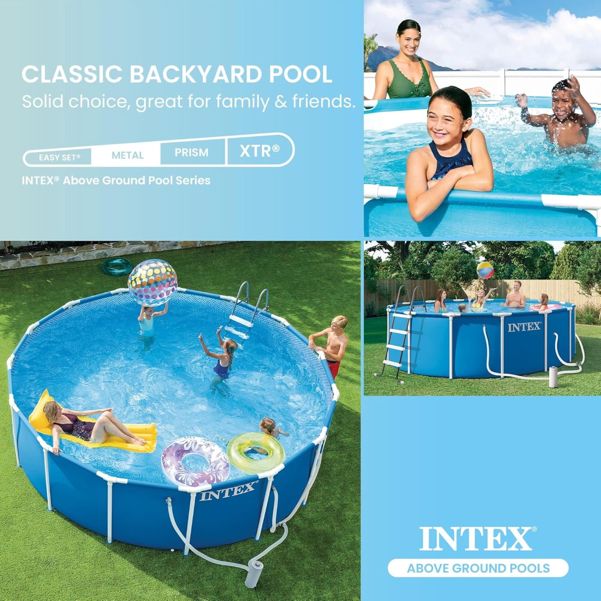 INTEX Metal Frame 12ft x 30in Above Ground Swimming Pool Set w/Filter Pump