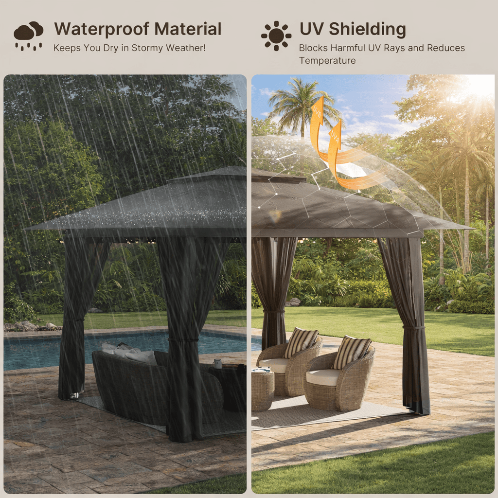 10x10 Pop-Up Canopy Tent with Removable Walls, 3 Height Adjustable Easy Set up Portable Gazebo, For Camping, White